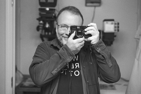 Black and white mirror self-portrait